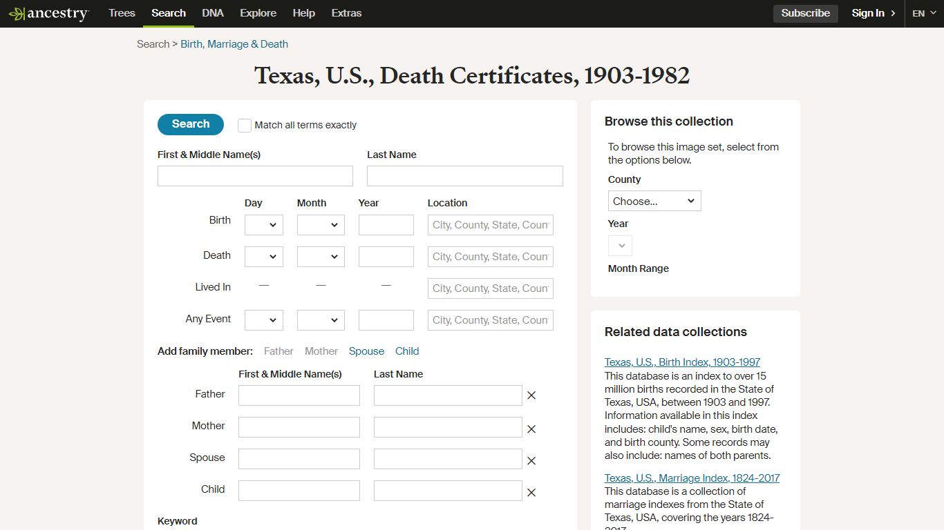 Texas, U.S., Death Certificates, 1903-1982 - Ancestry.com